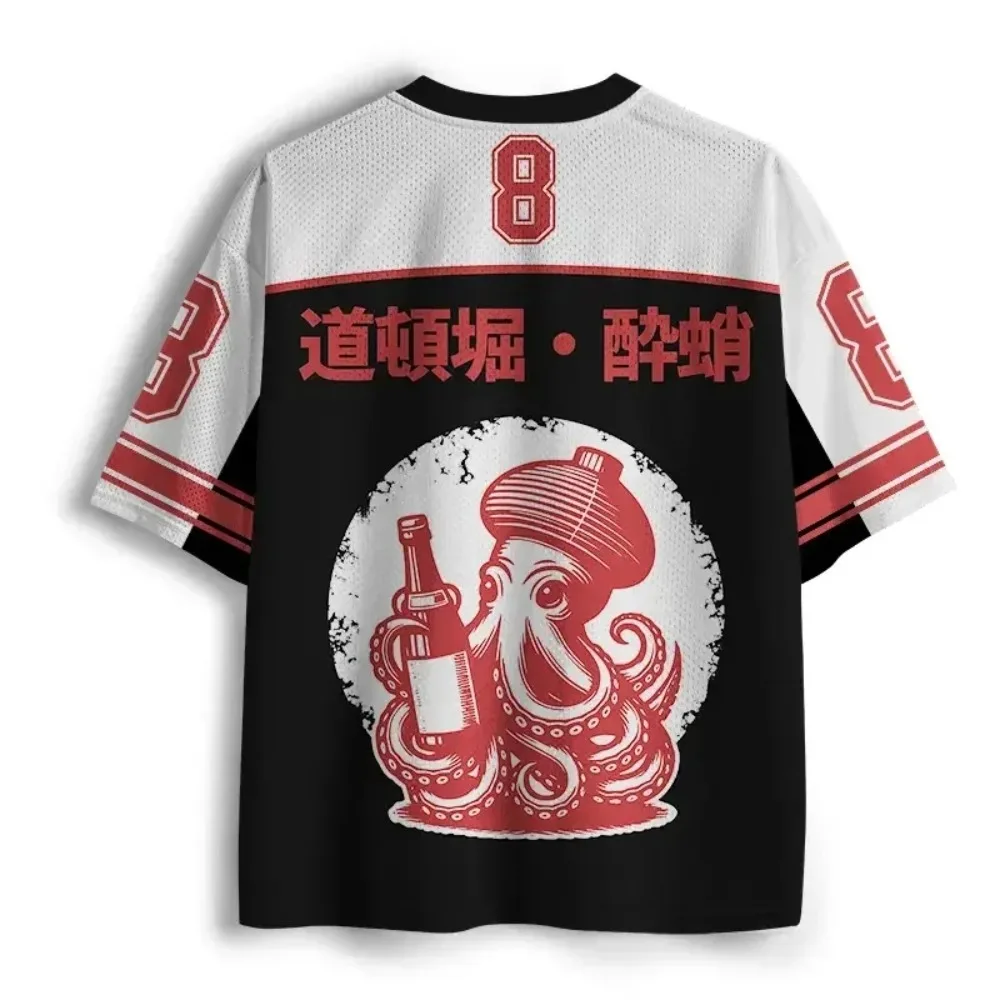 Japanisches klassisches Oktopus 3D-Druck Sport-Schnelltrocken-Herren-T-Shirt mit V-Ausschnitt, Outdoor, Streetwear, Casual, Original Subkultur Y2K, Elternkleidung – Detail 13