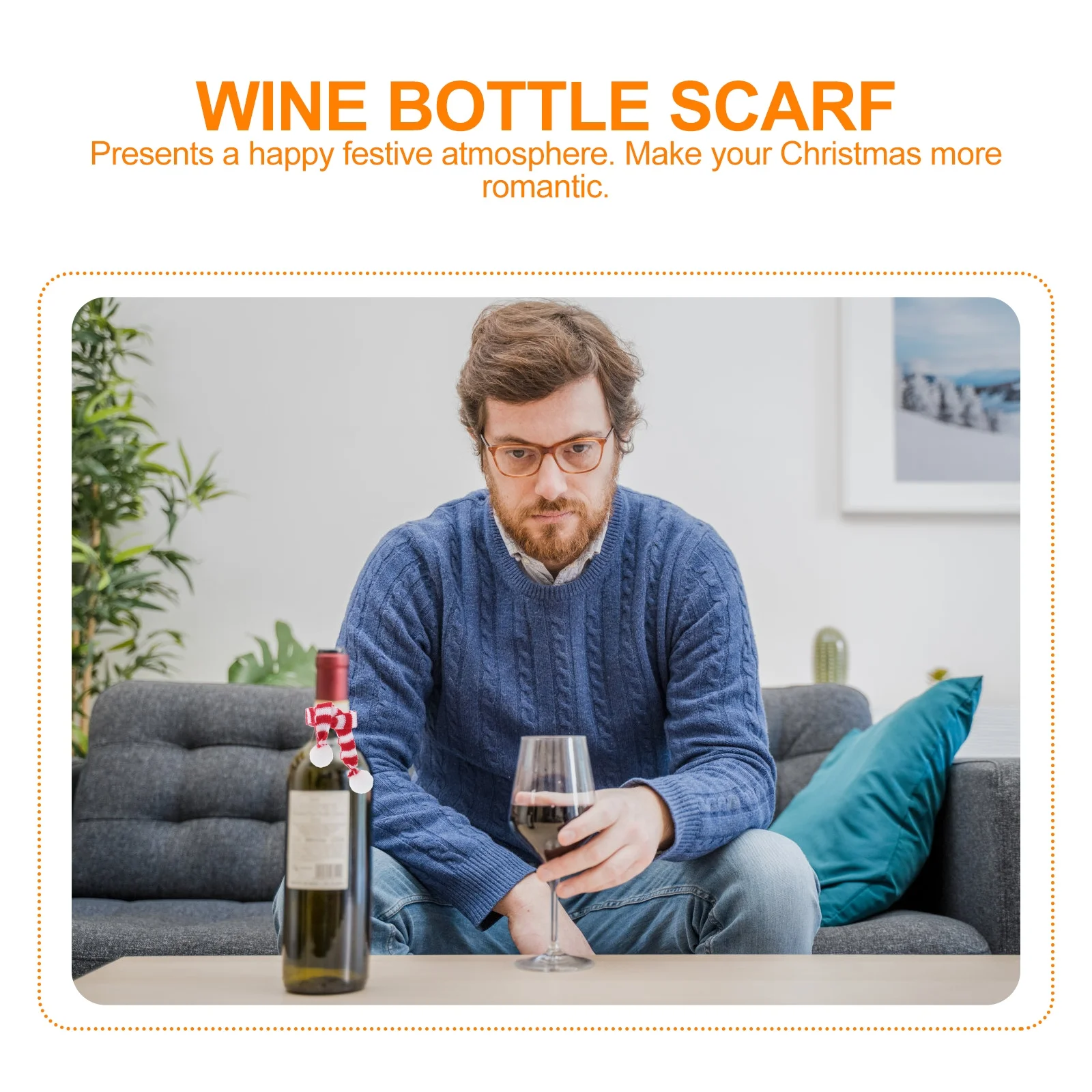 

8pcs Mini Striped Scarf For Wine Bottle Christmas Red White Cover Xmas Party Ornament Holiday Decoration Gift Accessory