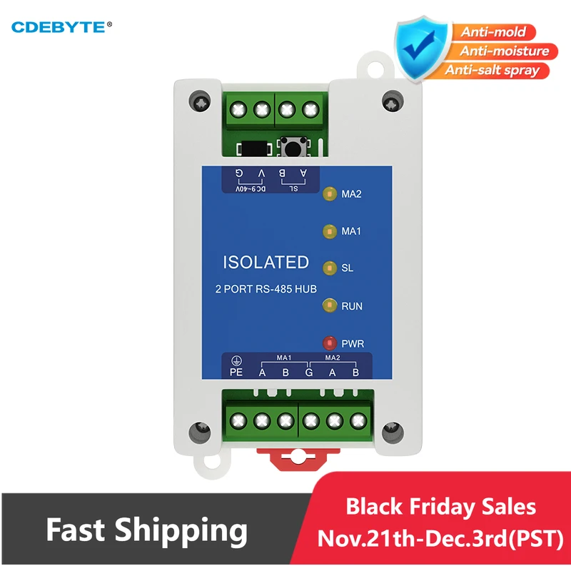 

Промышленный 2-ходовой Тип кэша RS485 до 1-ходовой RS485 концентратор DC 9 ~ 40 В, Оптическая изоляция, многоходовой концентратор, стандартная Защита от электростатического разряда