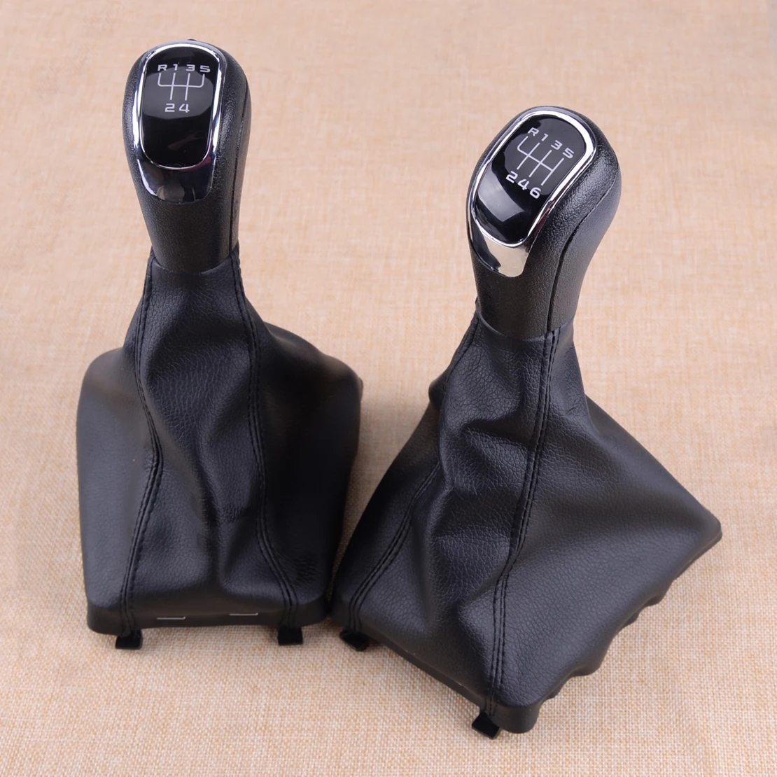 Car 5 6 Speed Gear Stick Shift Shifter Knob Gaiter Frame Lever PU Black 1Z0711141 Fit For Skoda Superb 2008 2009 2010 2011 2012