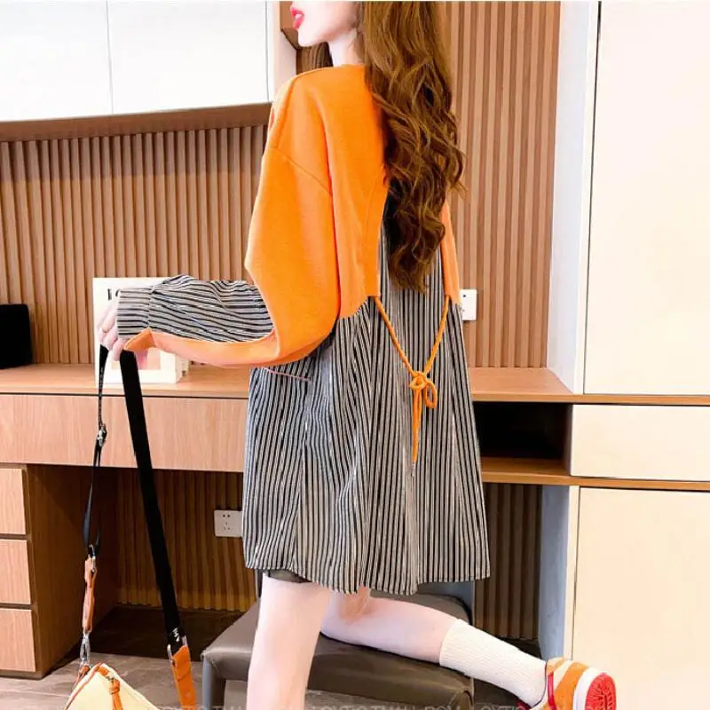 

Selling Autumn Winter New Styles for Women Fashion Comfort Plus Size Design Sense Splicing Medium To Long Loose Casualtshirttops