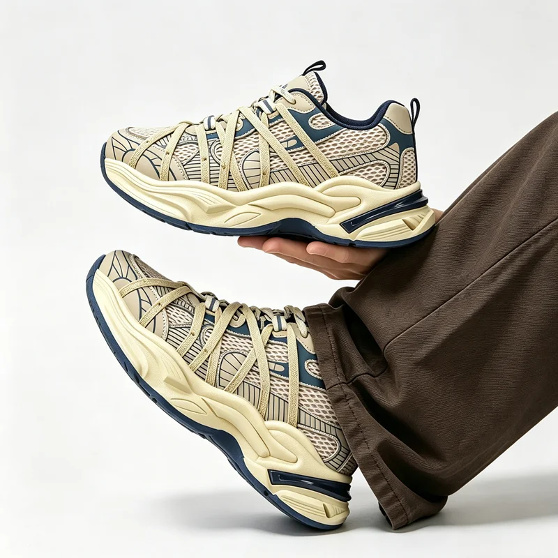 New Style Men Women Dad Shoes Thick Bottom Net Surface Sports Shoes Spring Summer Trendy Versatile Breathable Tie Shoes