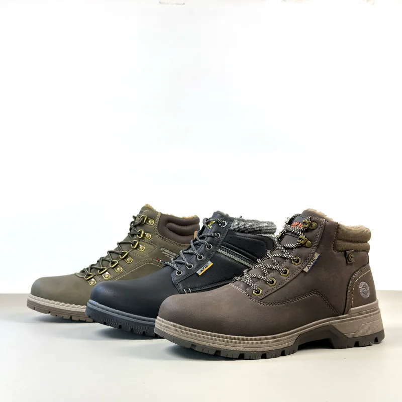 

Men's Winter Fce Lined Mid-Calf Briti Boots American Sle Outdoor Work Boots Anti-Slip Hiking oes Ci Outdoor