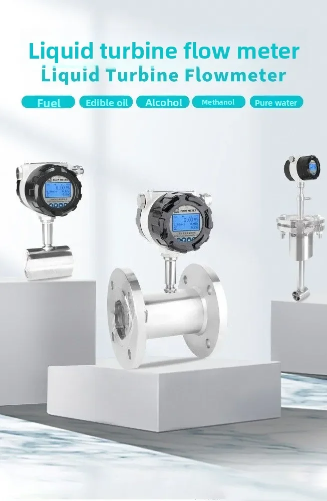 High Precision Thread Turbine Flow Sensor Digital Readout Liquid Meter For Toluene Industrial Fluid Measuring Work