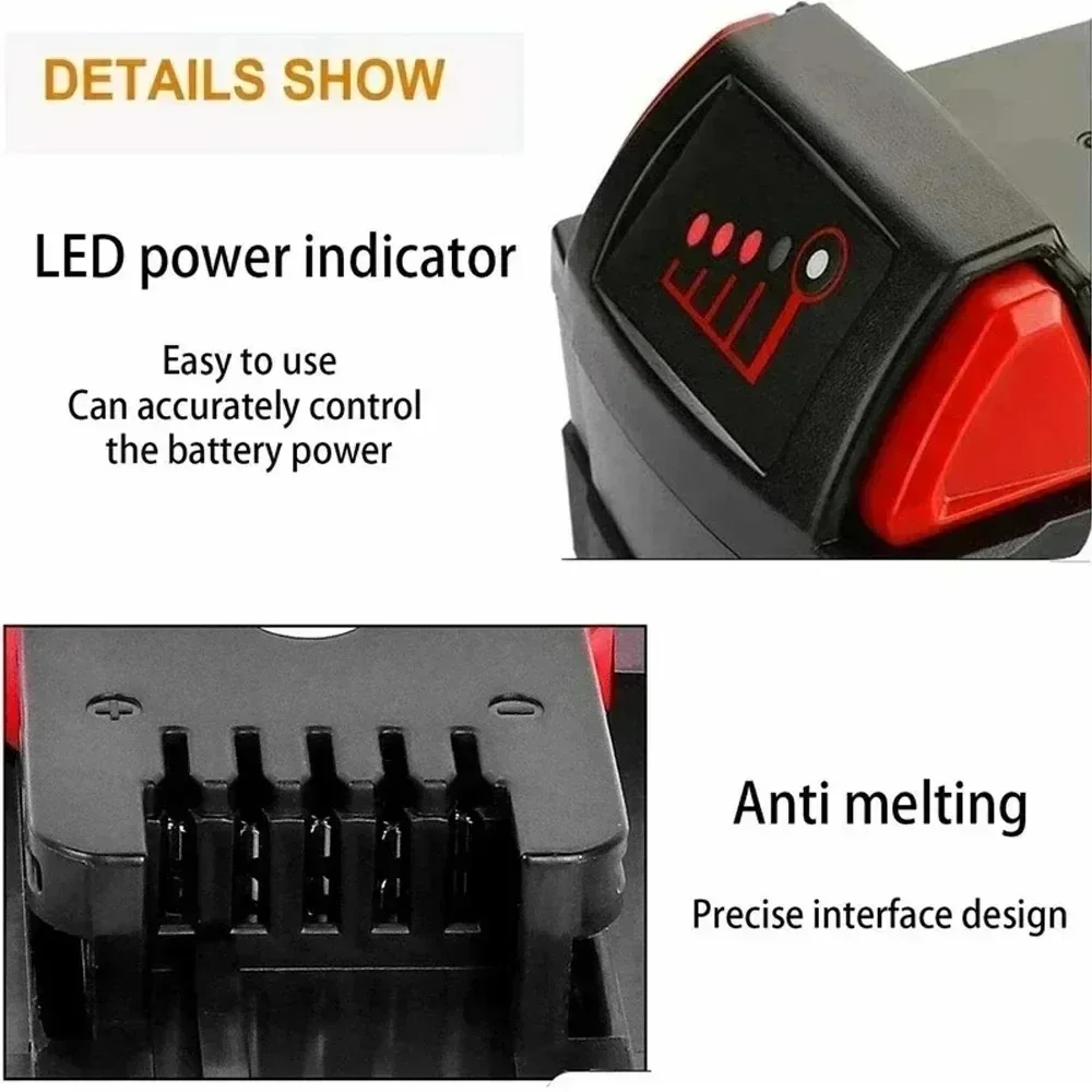 For Milwaukee M18 Power Tool Battery, Charger, BR, XC, 18V, 6000mAh M18B5, 48-11-1860