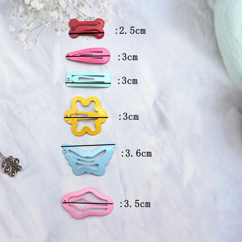 20/30/50Pcs Newborn Snap Hair Clips for Girls Hairpins Colorful Cartoon Metal Barrettes for Baby Children Styling Accessories