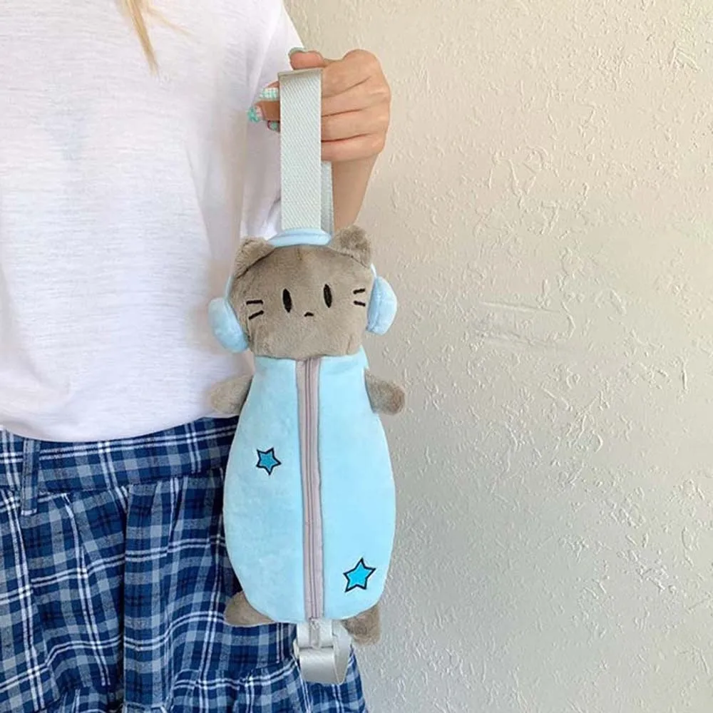 

Phone Bag Sweet Headset Cat Crossbody Bag Blue Large Capacity Cartoon Shoulder Bag Portable Purse Stationery Pouch Students
