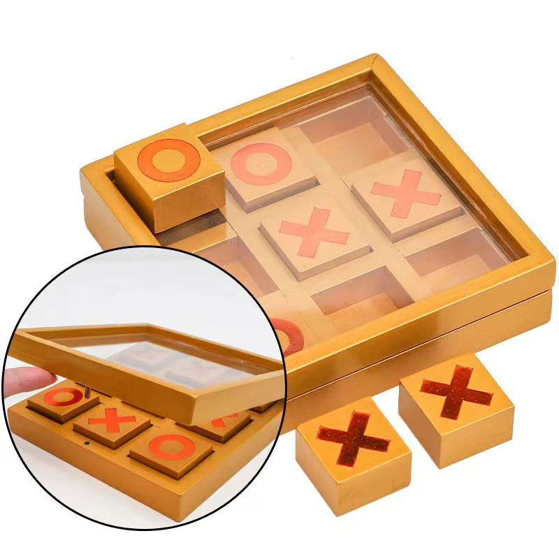 Unique Gift XOXO Board Game Wooden Tic Tac Toe Brain Teaser 3D Strategy Puzzles For Adults And Kids Family Fun Party favors