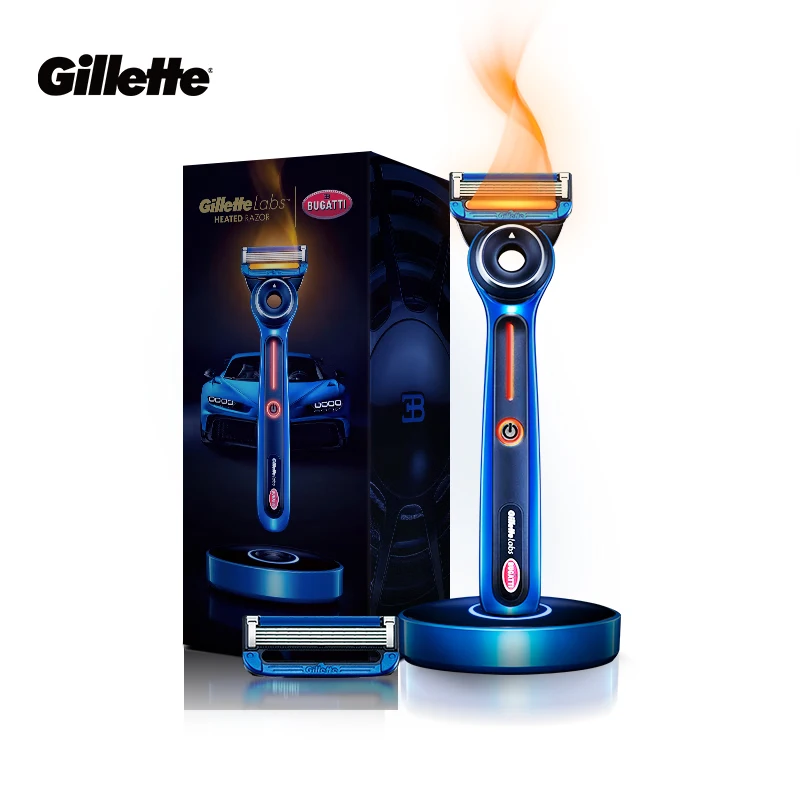 Gillette Labs Heated Razor x Bugatti Limited Edition Dual Temp Modes 5 Nanotech Blades FlexDisc Head Men's Shaving Razor