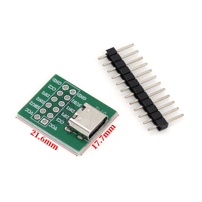 5PCS 2.54mm USB TYPE-C naar PCB Datatransmissie Power Adapter Pin Board Test Board Soldeer Vrouwelijke DIP connector Socket