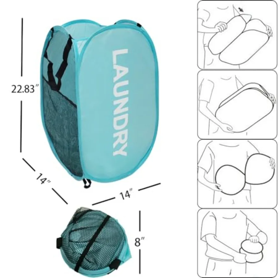 Mesh Popup Laundry Hampers, Collapsible Laundry Baskets, 2 Pack Dirty Clothes Hampers for Home, Bathroom, College Dorm, RV Crui