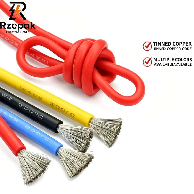 1M/5M Soft Flexible Silicone Wire 16‑4AWG Tinned Copper Cable For DIY LED Lighting Electronic Project Wiring Connection