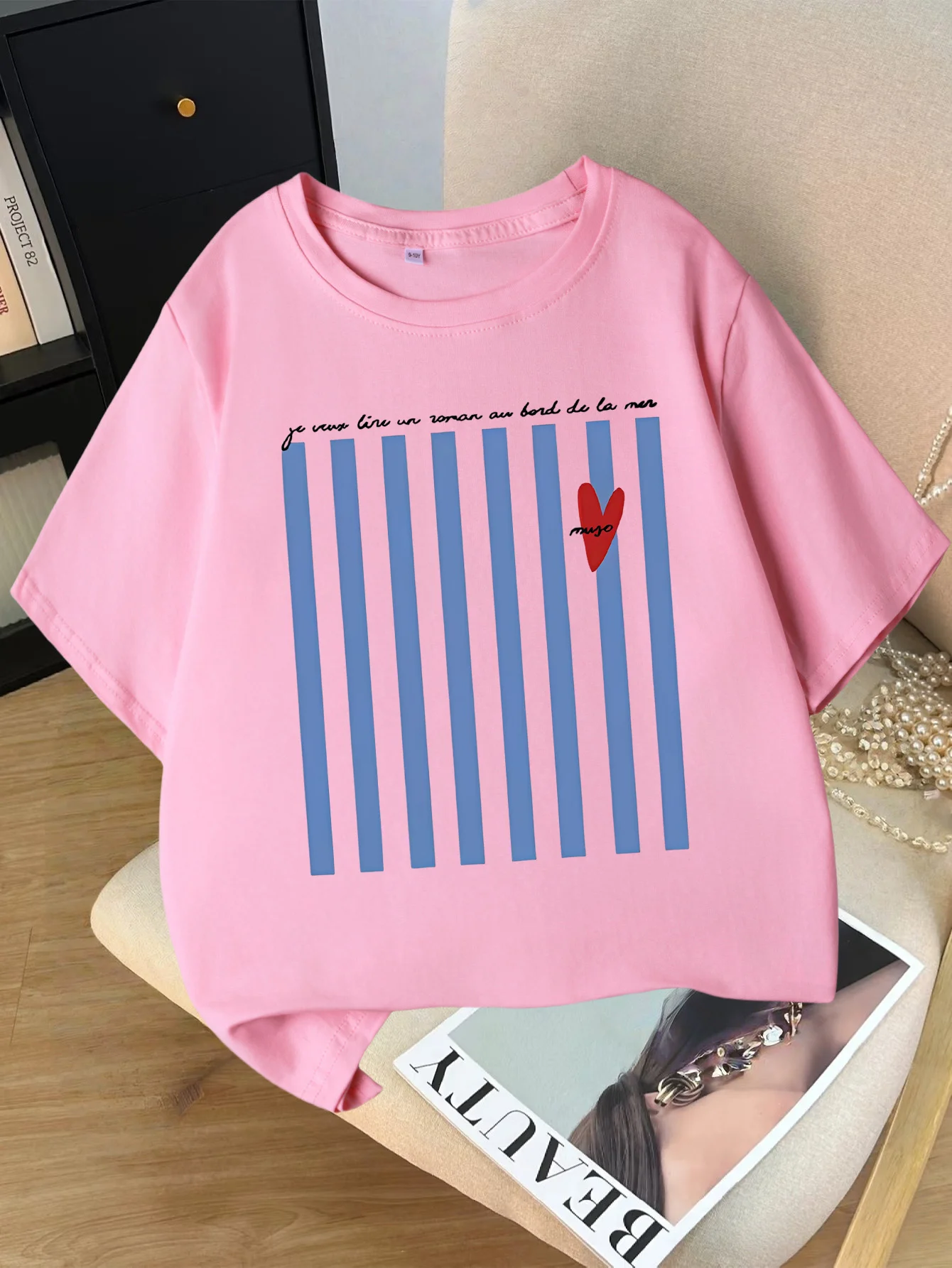 Striped Red Kids Tee Minimalist Art Graphic Print Boys Girls Family Matching Cotton Summer Short Sleeve Basic Children Tshirt