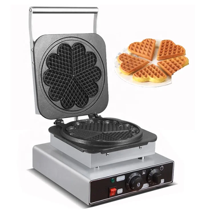 110v 220v Snack Equipment Single Head Heart Shaped Waffle Maker