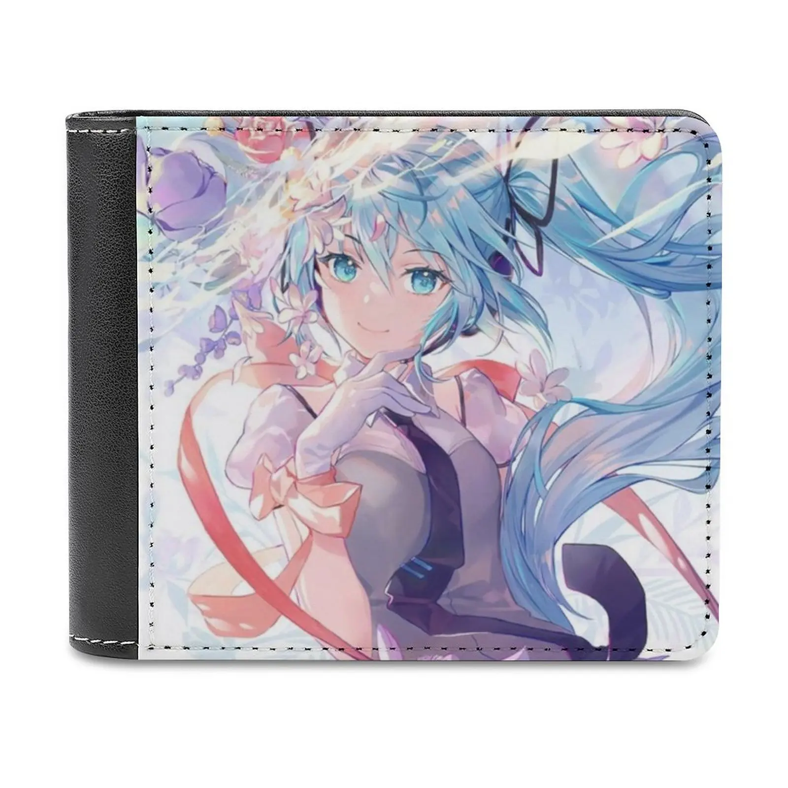 

Miku Blue Sky Men's Wallet Purses Wallets New Design Dollar Price Top Men Leather Wallet Miku Sun Geometry Anime Personalized