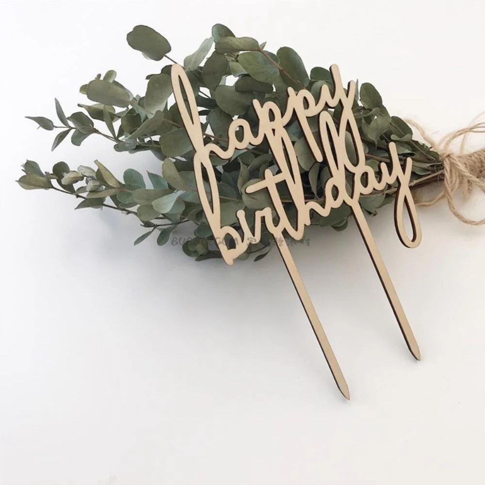 

2Pcs Forest-themed Wooden Birthday Cake Decoration Birthday Letter Number Decora Cake Decoration Instagram Photo Props Plaques