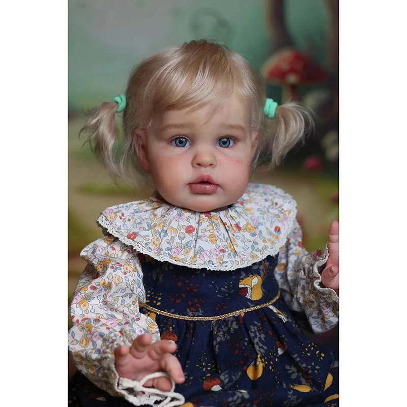 60cm 파란 눈 엘리 다시 태어난 아기 인형 손 뿌리 머리카락이 있는 유아 3D 스킨 아트 인형