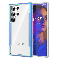 Designed for Samsung Galaxy S23 Ultra S22 Ultra Case Metal Anodized Aluminum Frame+Flexible TPU+PC Shockproof Cover
