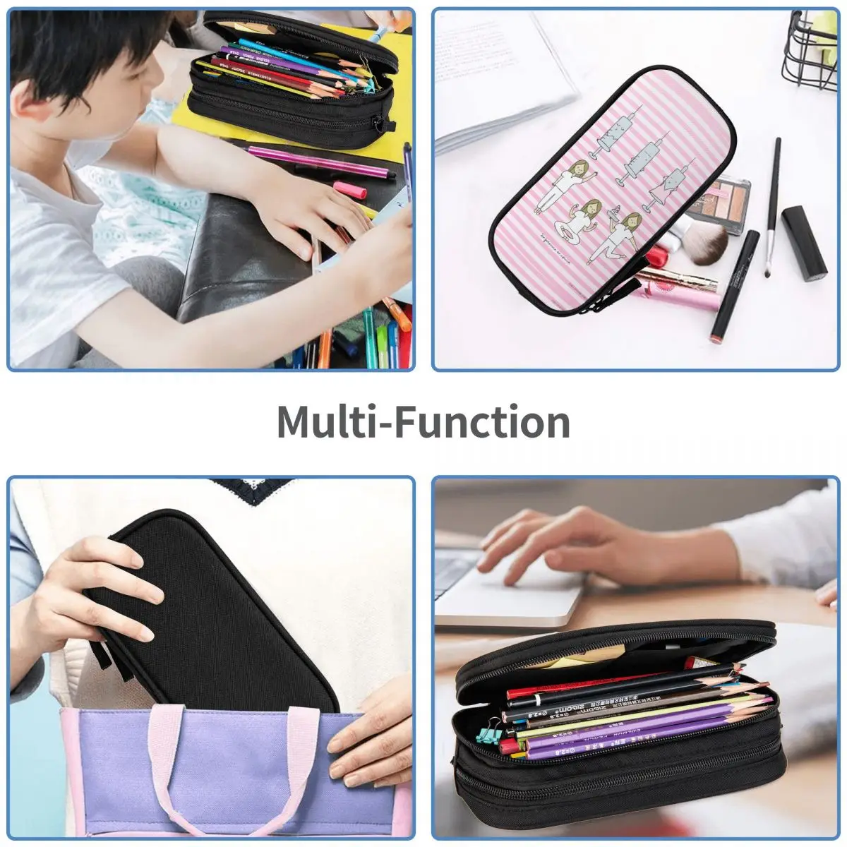 Funny Nurse Pencil Case Double Layer Large-capacity Kids Enfermera En Apuros Pencilcase Amazing Gift