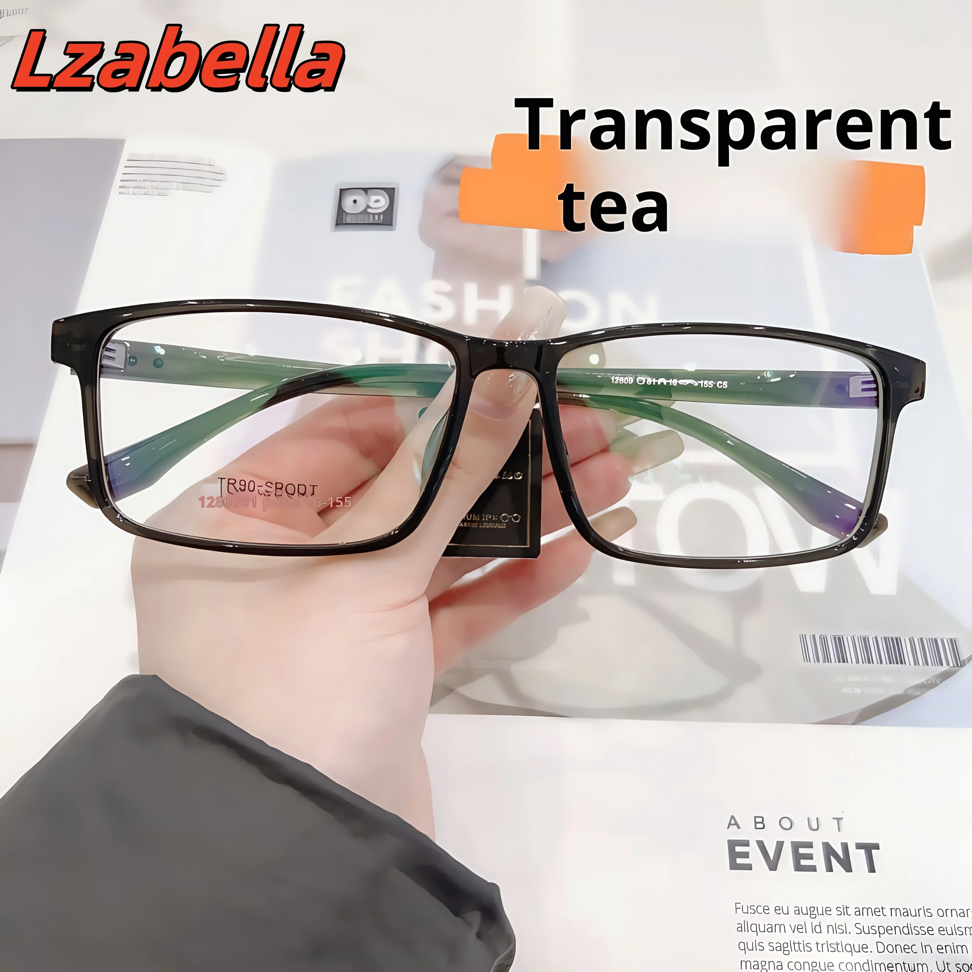 

Lzabella Big Glasses Frame Men's Casual Ultra-light TR90 Frame Optical Myopia Prescription Eyeglasses Frame Women 153mm 12809