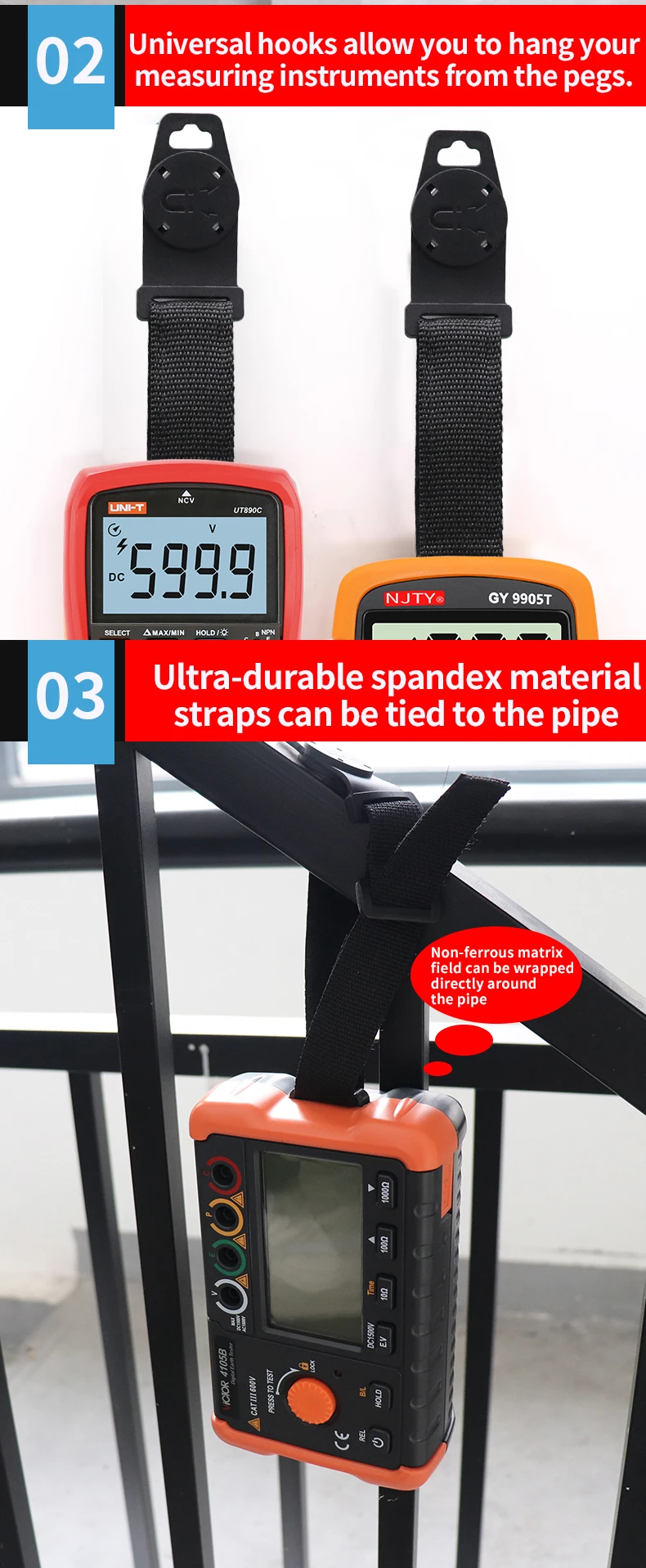 Tragbarer Aufhängegurt, Magnetgurt, Magnetaufhänger-Set für Multimeter, magnetischer Befestigungsgurt – Detail 3