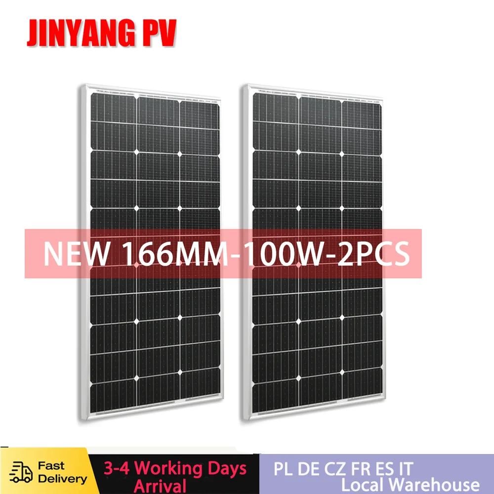 Jingyang 100W 120W 200W 240W Glass Rigid Solar Panel 18V Photovoltaic Panel Aluminum Frame 12V Battery Charge RV/Home /Caravan