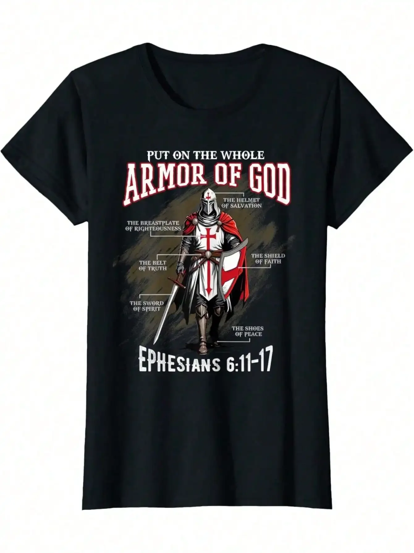 تي شيرت Full Armor Of God ملهم لآية الكتاب المقدس للرجال والنساء والشباب - قطن ناعم