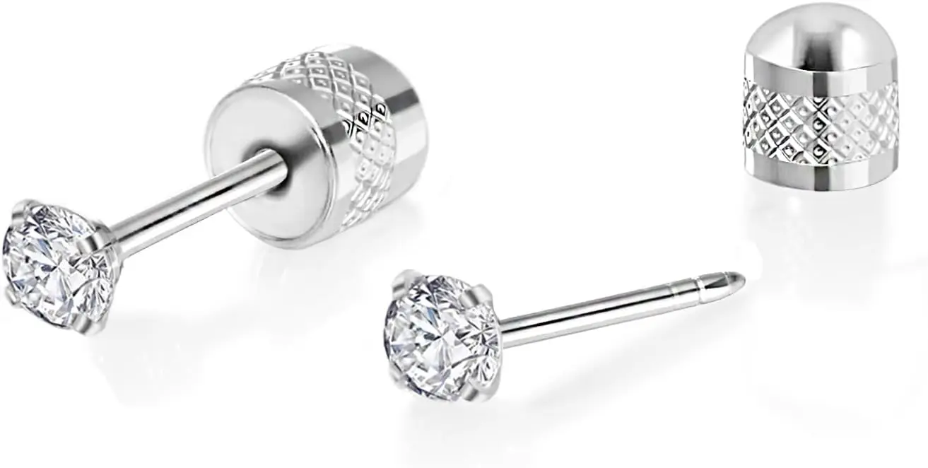 

Threadless Flat Back Stud Earrings for Women Men, Cubic Zirconia Helix Tragus Piercing Jewelry