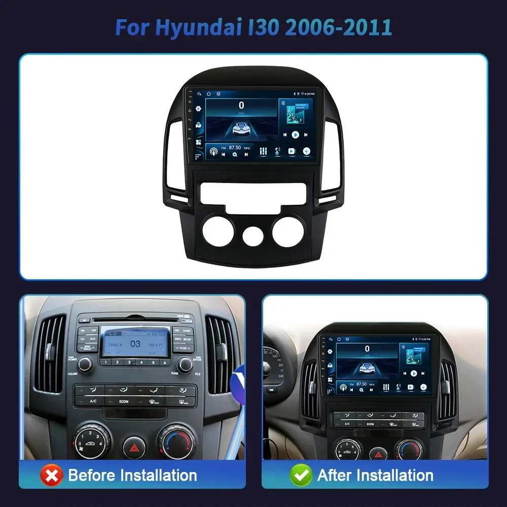 Android 14 For Hyundai I30 2006-2011 CarPlay Car Radio Multimedia Navigation 4G GPS Wireless Bluetooth Carplay Screen Stereo