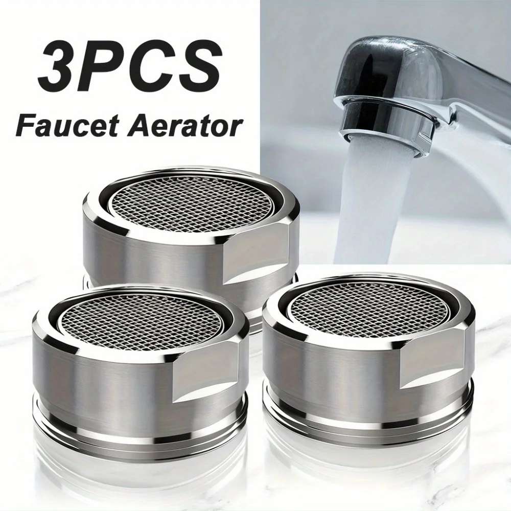 3Pcs Stainless Steel Faucet Aerators - Stylish Metal Mesh Design, Splash Control, Easy Install for Kitchen & Bathroom