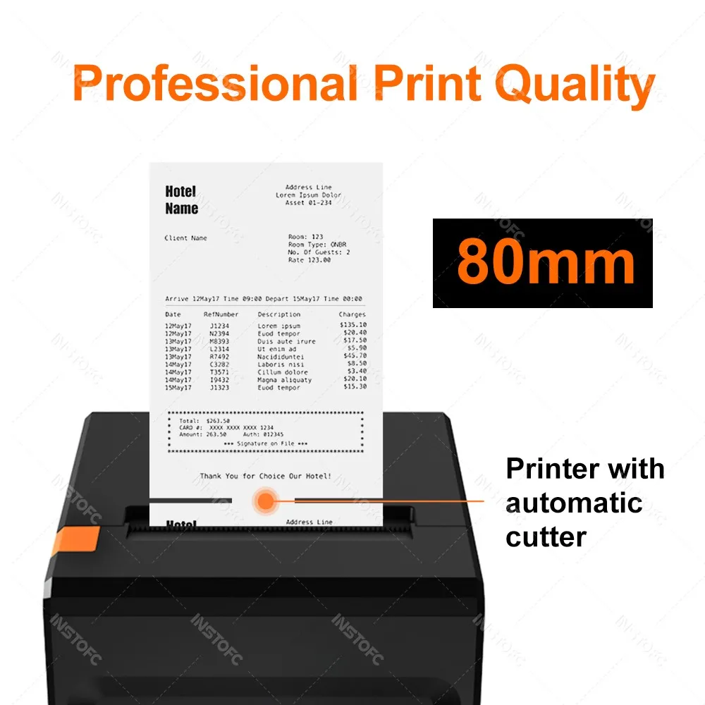 GZQIANJI 80mm POS Receipt Pos Billing Thermal Printer Desktop Bluetooth USB Lan Port Kitchen Print Mahcine with Auto Cutter