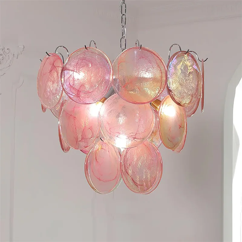 

Camisa Murano Chandelier Italy Designer pink glass lamp creative hanging light fixtures Dining Room hanging dining room lights