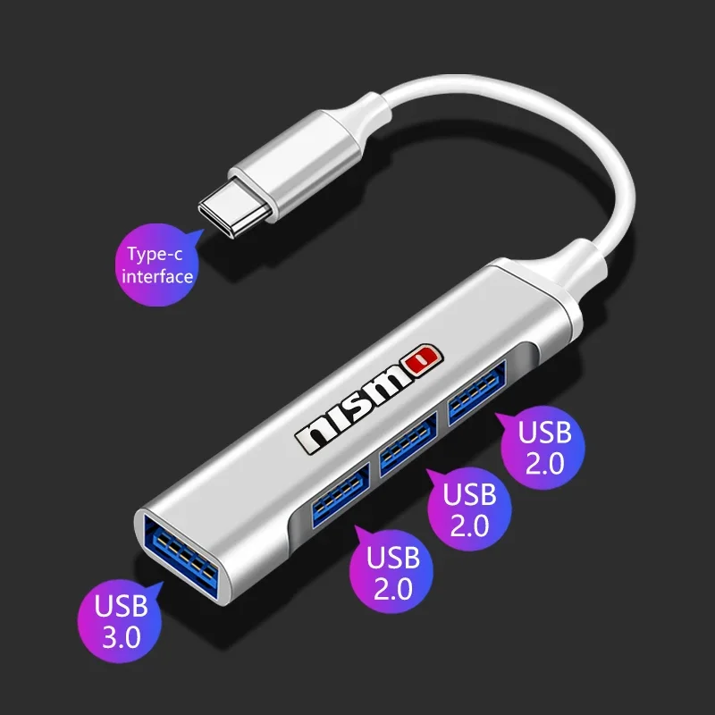 جديد Type-C بدوره USB محول متعدد المنافذ الموزع محور اكسسوارات السيارات لنيسمو نيسان 370Z كوبيه رودستر Z34 2009-2020 GTR Ju #4