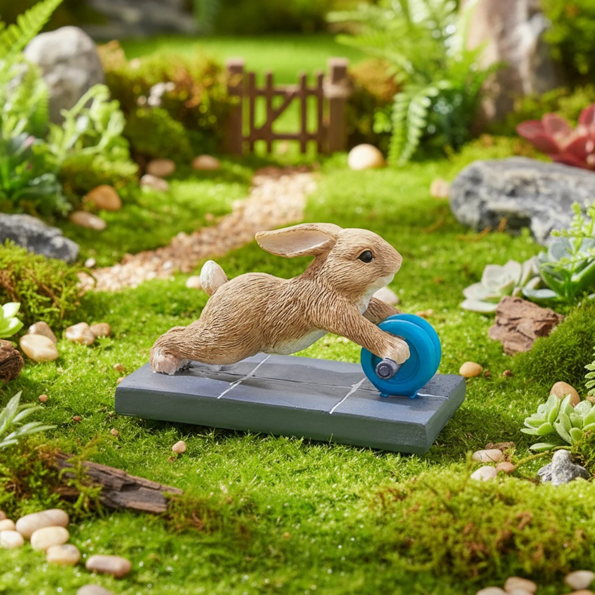 

1PC, rabbit fitness shaped resin decorative item, suitable for potted plant and garden shaping decoration