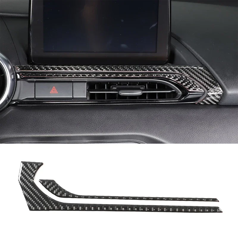 

2Pcs Soft Carbon Fiber For Mazda MX-5 2016-2025+ Car Central Control Air outlet Trim Strip Car Interior Accessories