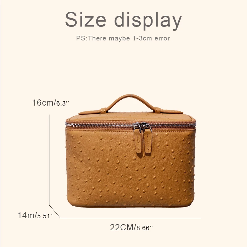 Customize Initials Top Layer Cowhide Ostrich Pattern With Mirror Makeup Bags For Women Luxury Designer 2026 New Travel Organizer