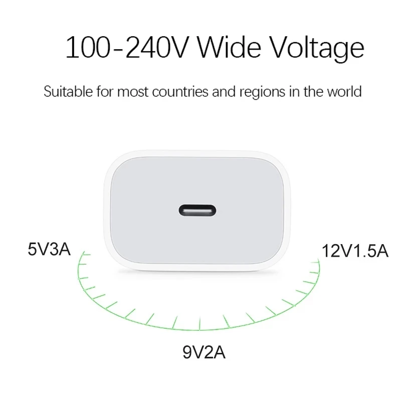 2025 Original 20W USB-C Power Adapter For iphone 16 15 14 13 mini Pro Max Type C fast charger for Apple Cable for iPhone 12 Plus