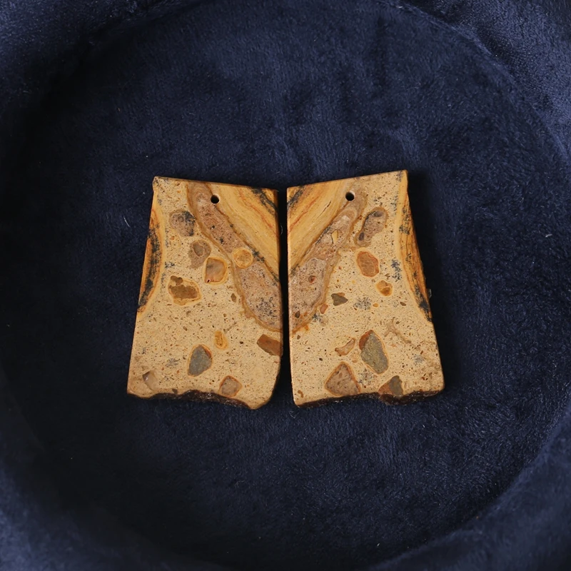 

Серьги B & F из натурального камня для женщин, желтые пятнистые каменные самородок, бусины 31x20x3 мм, ювелирные изделия «сделай сам», подарок на вечеринку, 7,3 г