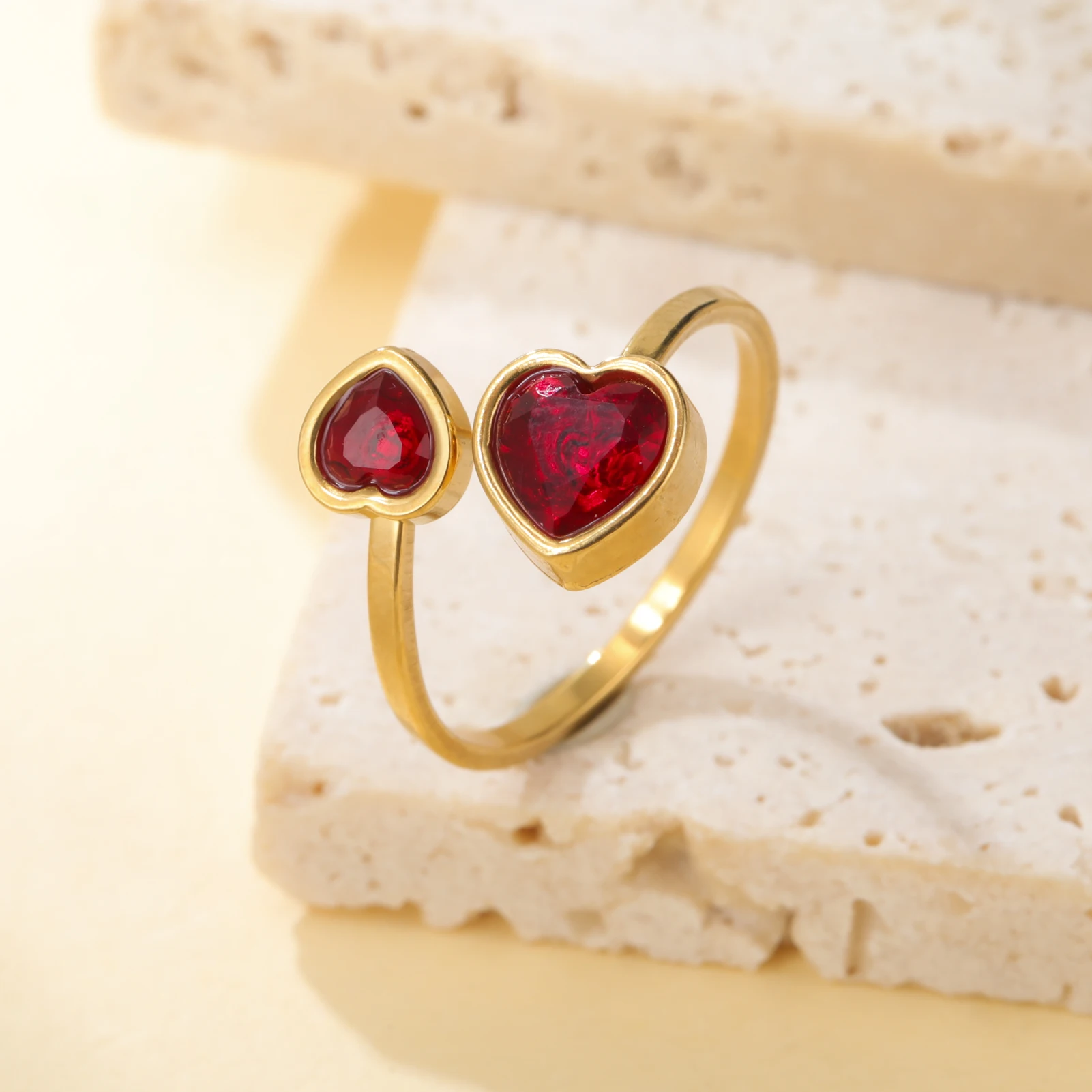 Skyrim الزركون القلب الدائري الفولاذ المقاوم للصدأ الذهب اللون المفتوحة خواتم موضة مجوهرات الزفاف الجمالية هدية بالجملة #2