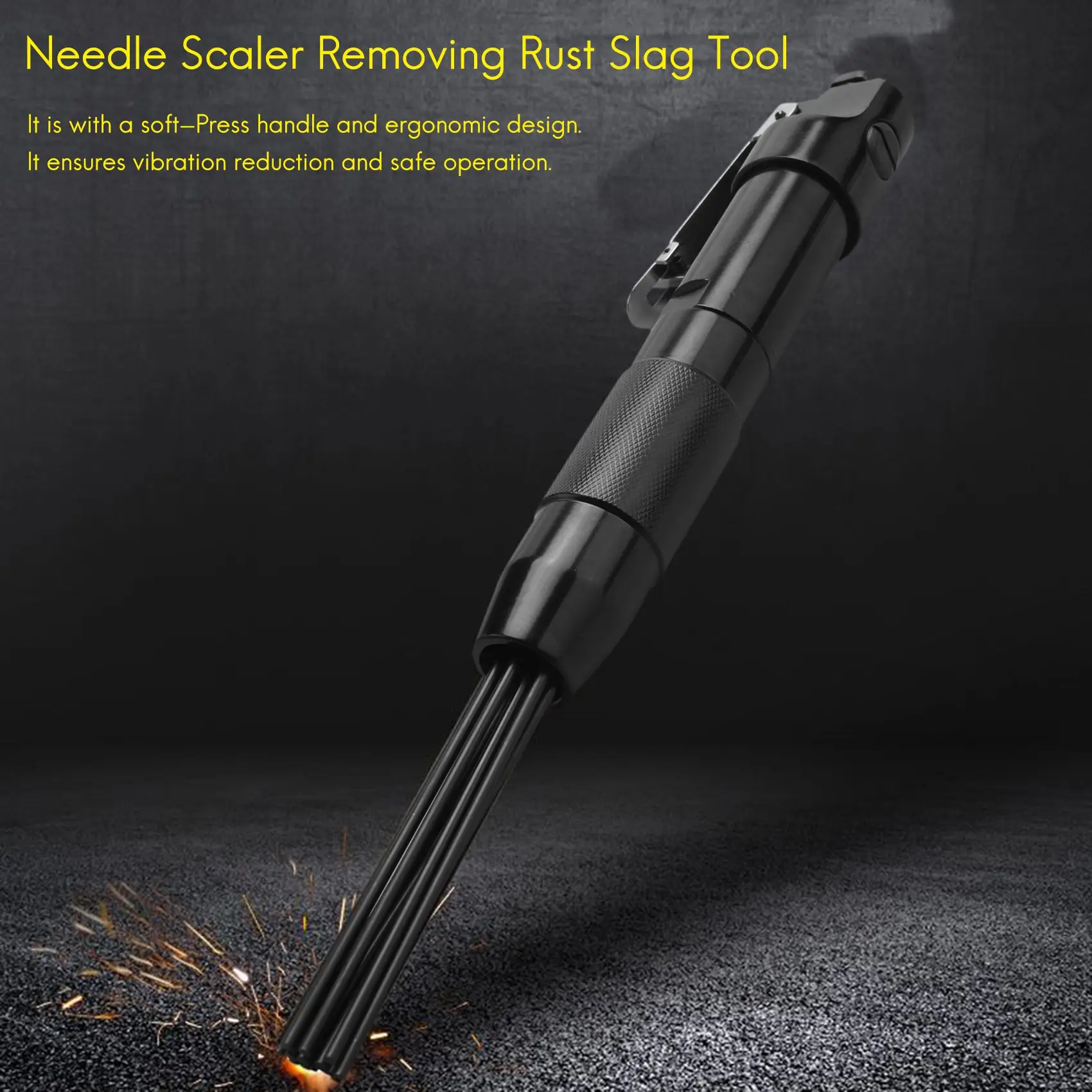 New Needle Scaler Removing Rust Slag Tool Air Pneumatic Rust Corrosion Slag Remove Deburring Cleaning Tool With 12x Needles