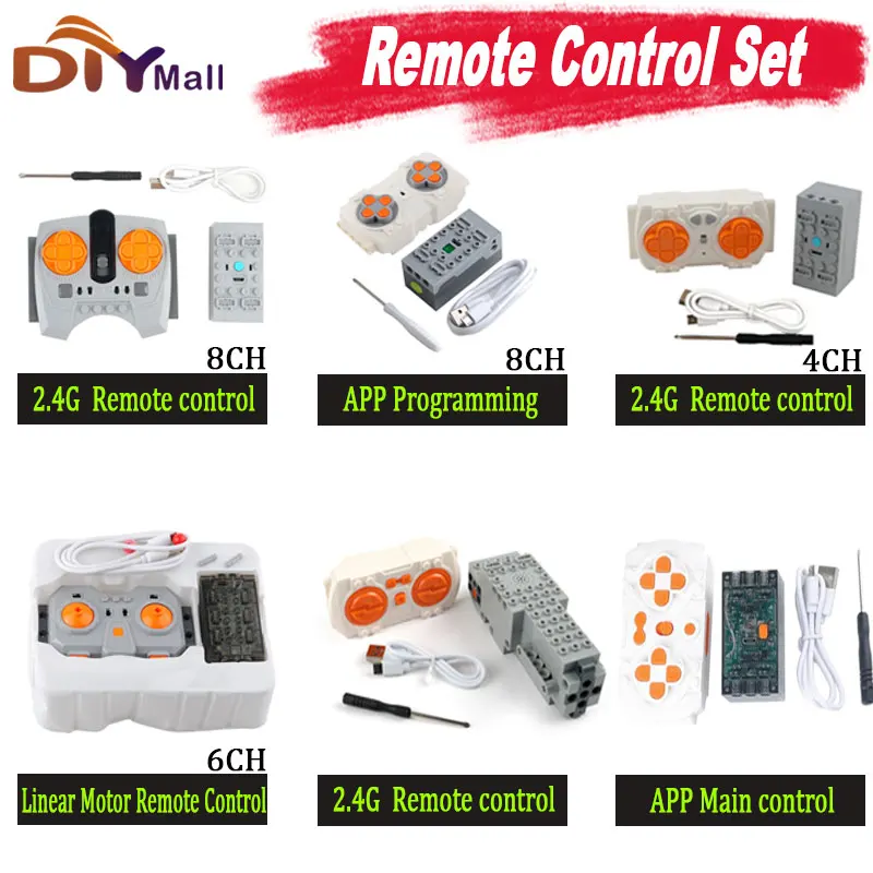 

MOC Blue-tooth APP Control Set-аккумуляторная батарея, регулятор скорости двигателя для модификации строительных блоков PF, проект «сделай сам»