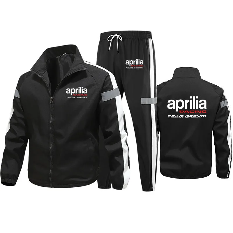 Plus size Zip-up Tracksuit (Jacket + Sweatpants) aprilia racing Print high quality Outdoor Spring Autumn Men\'s Jacket set