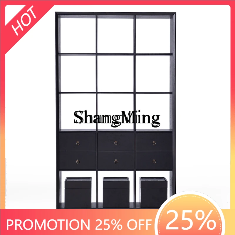 

FG good-looking new Chinese bookshelf combination solid wood floor-to-ceiling display decorative display cabinet
