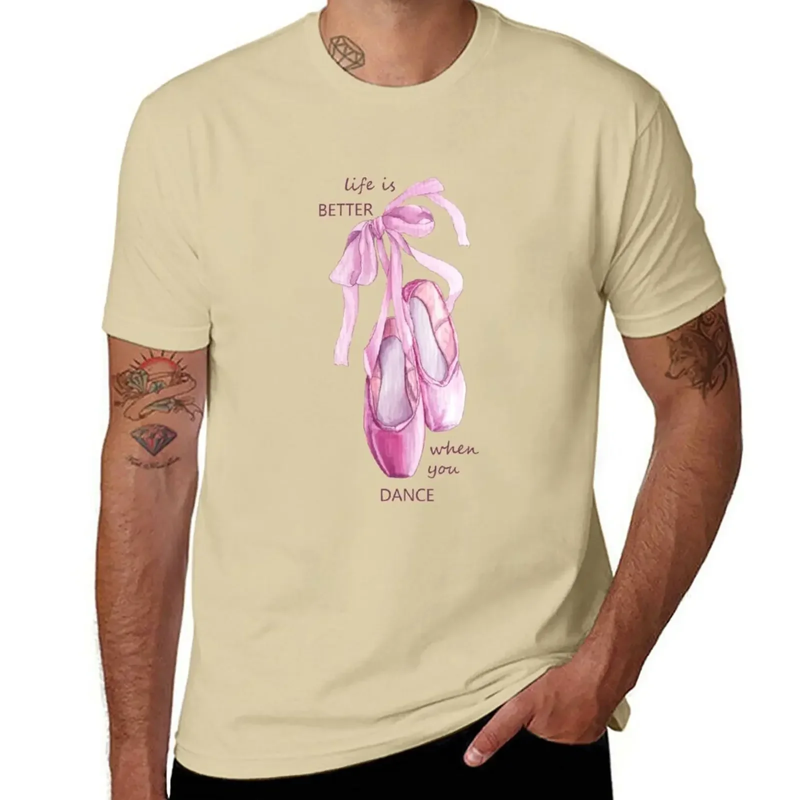 vintage clothes heavy weight t shirts for men Pointe shoes T-Shirt tops graphic t shirts  harajuku  men clothing  COTTON image 4