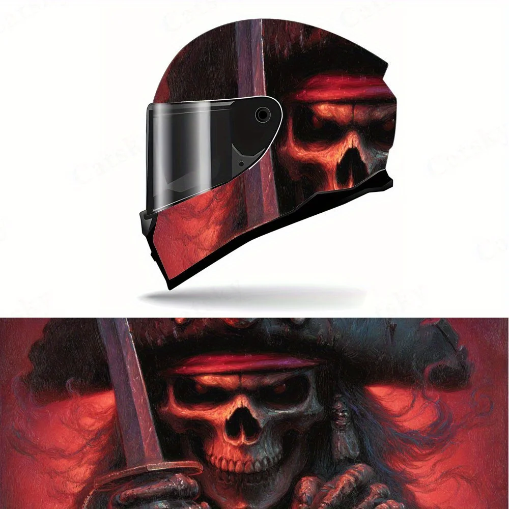 

Stunning Crimson - skull Motorcycle Helmet Decal, Self-adhesive Waterproof Helmet Vinyl Wraps Sticker, Cool & Unique DIY Graffit