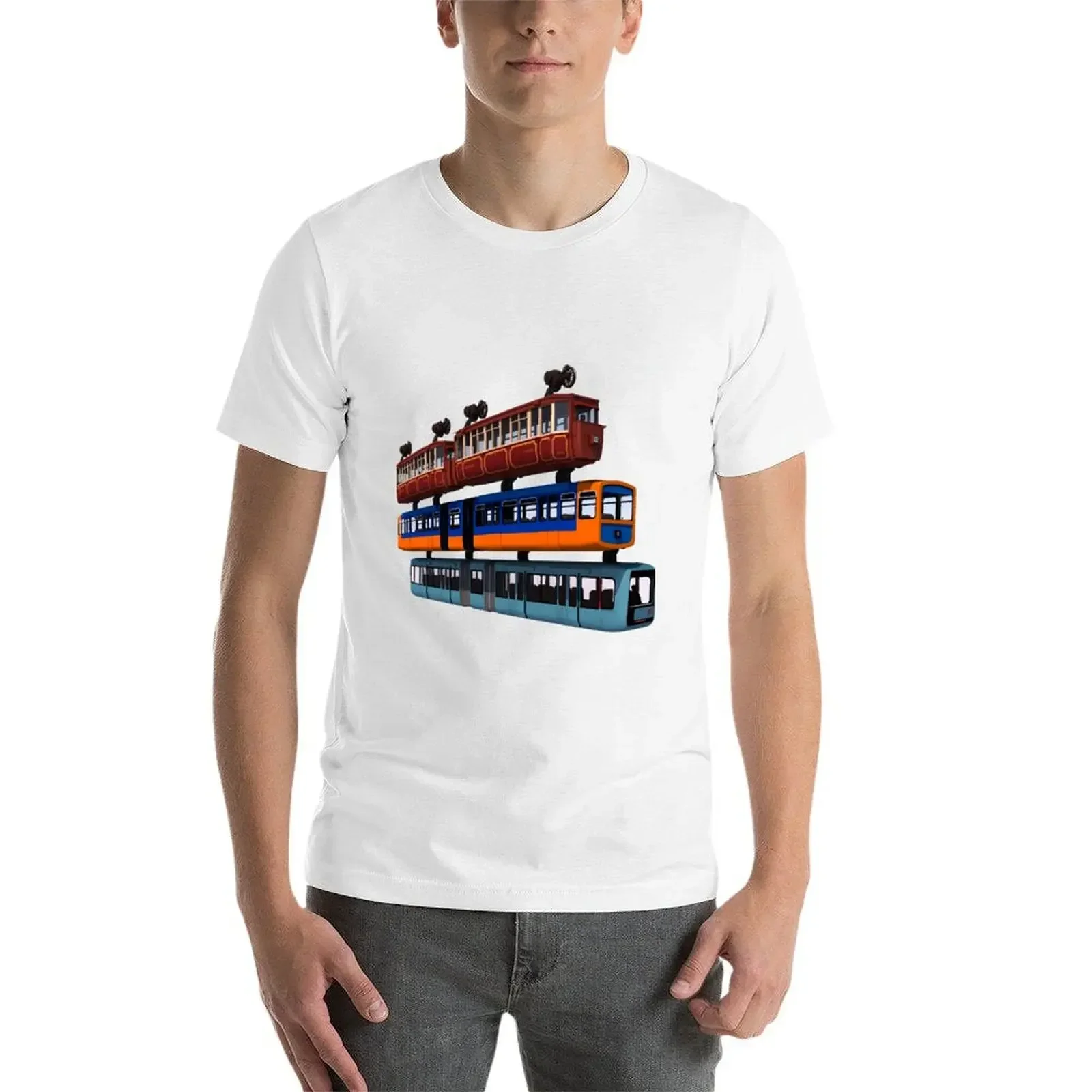 Schwebebahn 3 Types T-Shirt Oversized Plus Size Tops T-Shirts Voor Heren Katoen