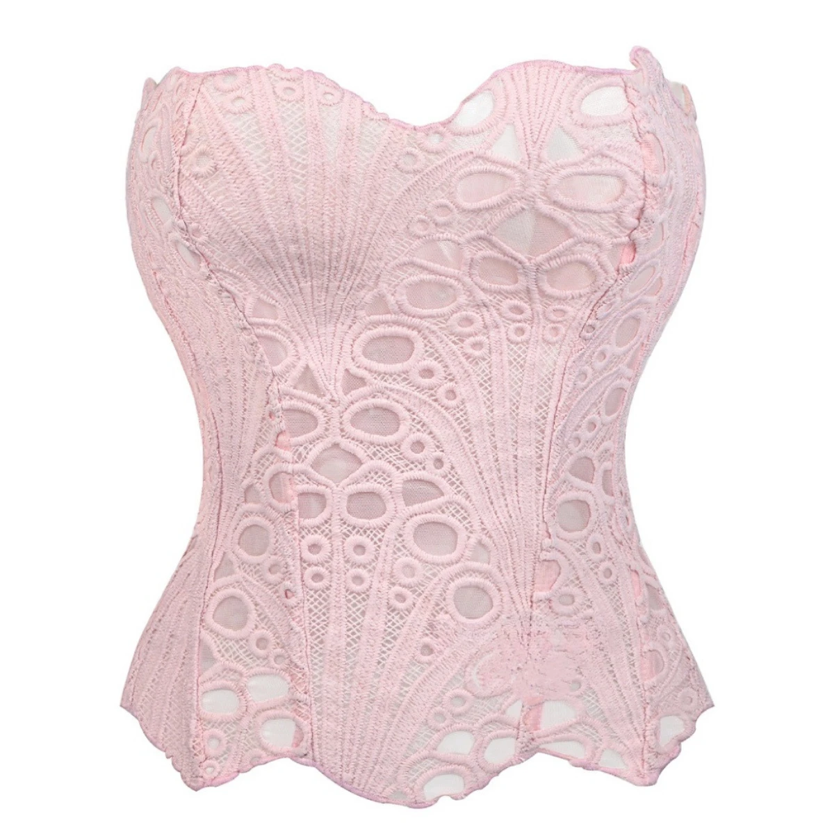 Ausgehöhltes Korsett-Oberteil, trägerloses Overbust-Unterhemd, Shapewear-Tanktop, schmale Weste, Damen-Schnür-Taillentraining, Unterbrustkorsetts