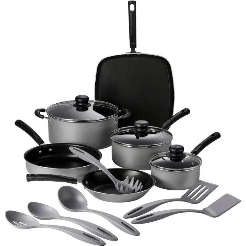 

15 Pc Nonstick Cookware Set - Silver, Kitchen , Pots and Pans, Pots and Pans Set Nonstick Cooking Pots