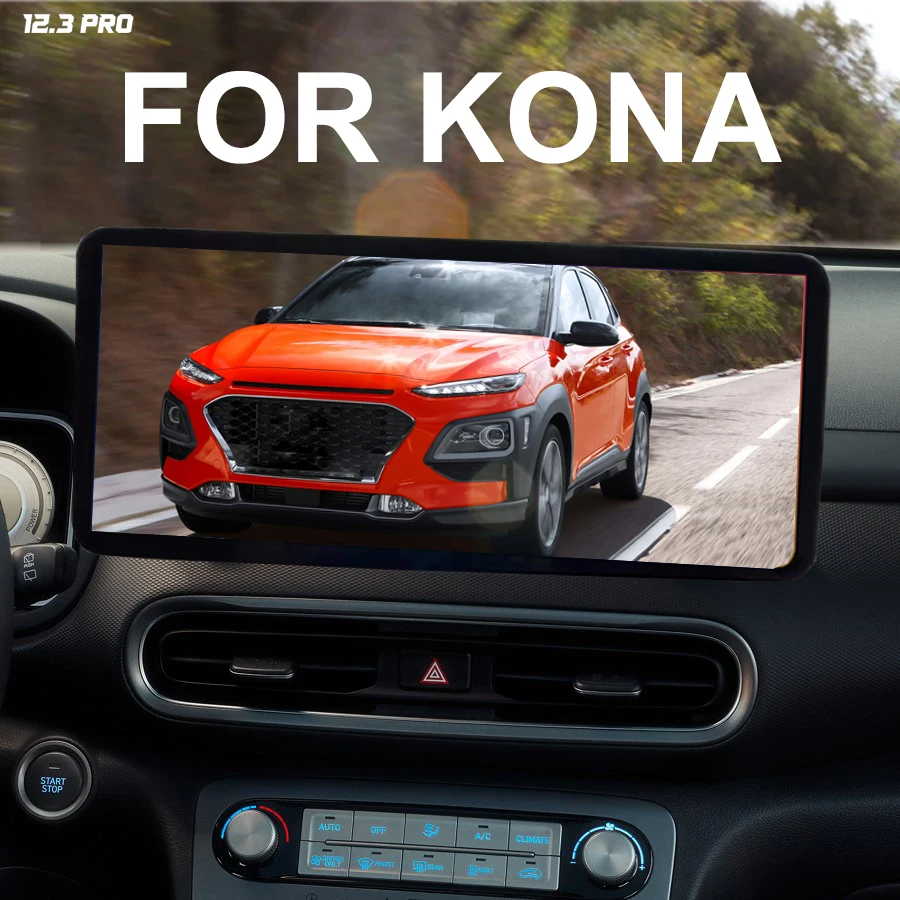 

12.3'' IPS Screen Car Music Stereo For HYUNDAI KONA 2018 2019 Android 13 CarPlay Navigation Multimedia Video Player 128GB ROM