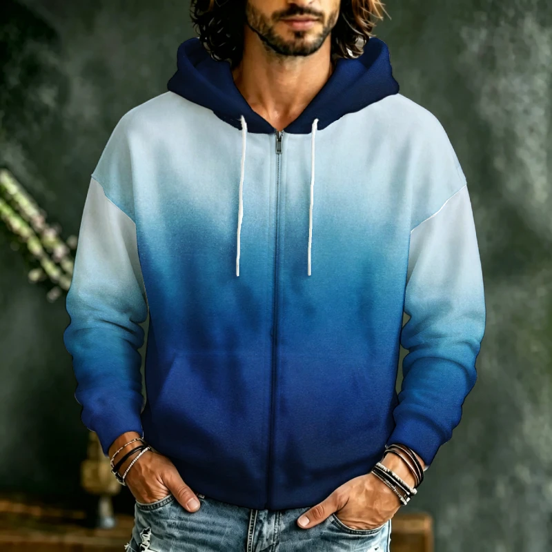 Men Zip Up Hoodie 3D Gradient - огляд і ціна 3D Printing Output